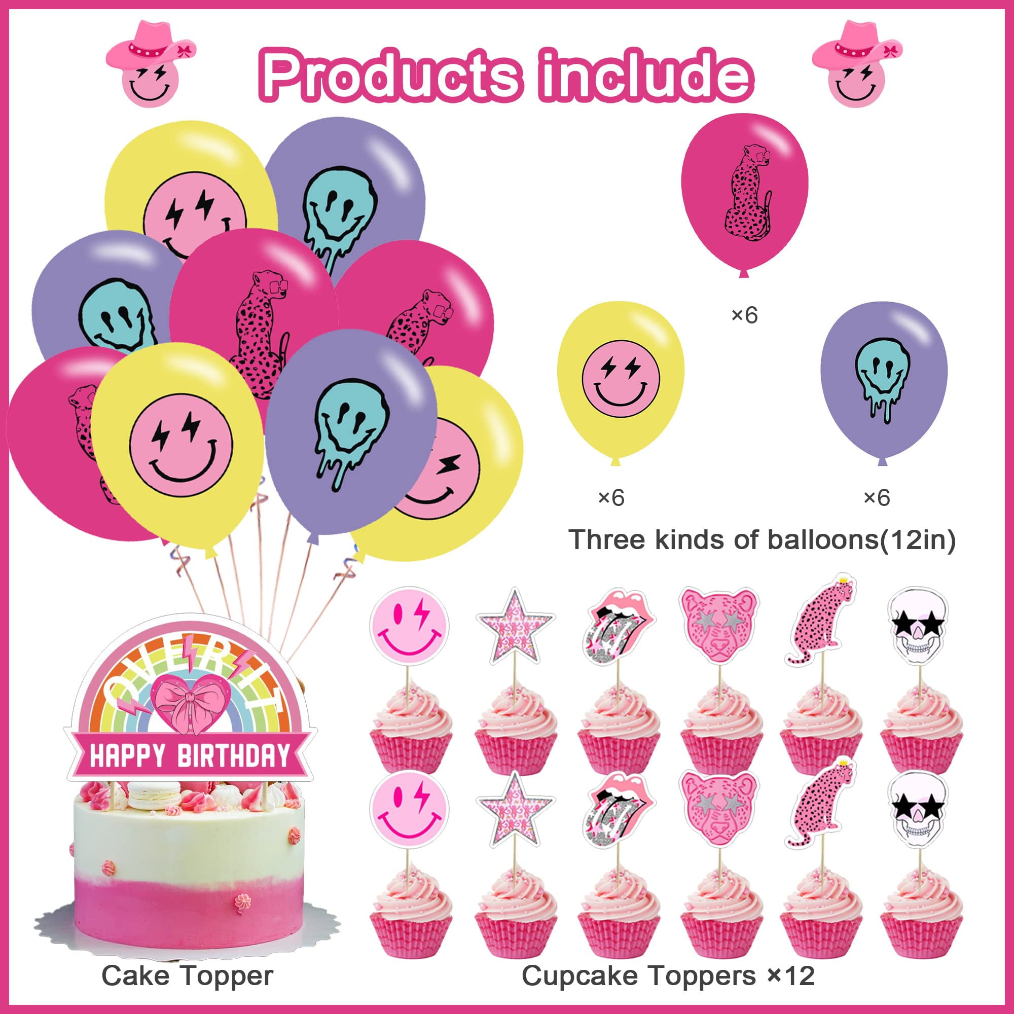 Preppy Style Party Supplies, Preppy Birthday Party Decoration included Banner, Balloon, Cake Toppers, 50pcs Stickers for Preppy Smile Happy Face Party Decor - Walmart.com